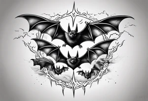 7 bats going through lightning tattoo idea