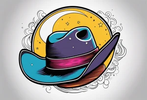 Cowboy hat and a moon tattoo idea