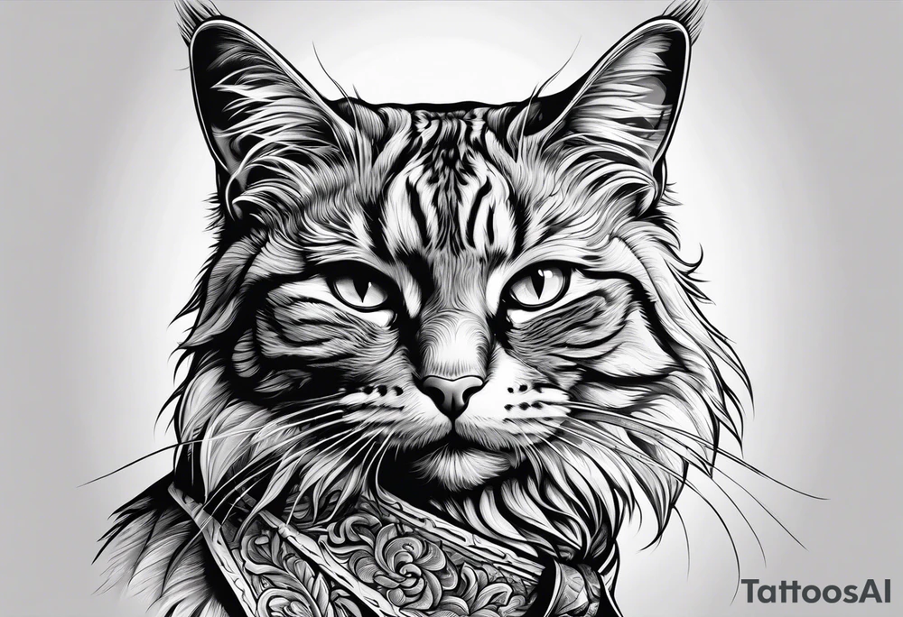 cat smoking a cigarette tattoo idea