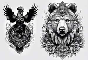 Chicken, bear, bug tattoo idea
