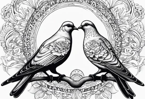 2 doves at the bottom compas sun at the top tattoo idea