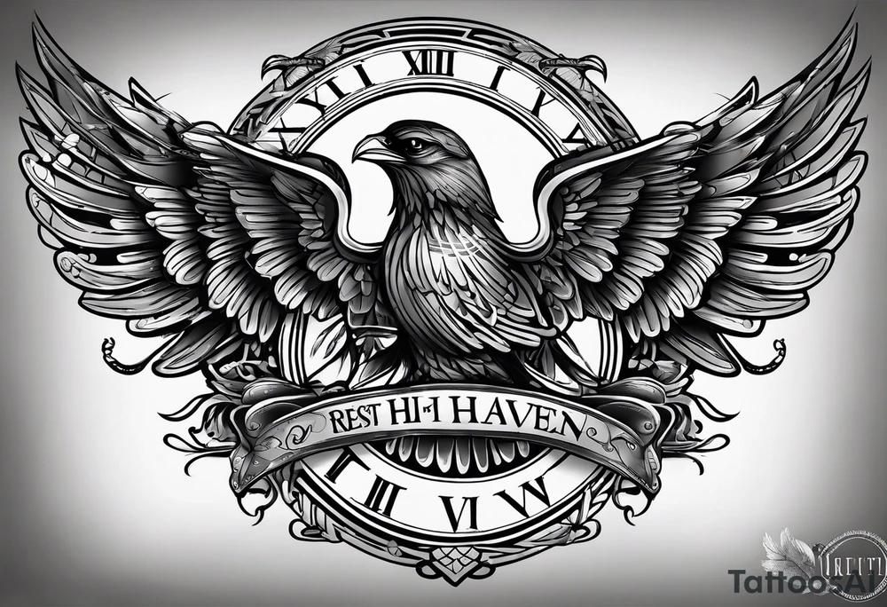 roman numeral 10.7.17 over the words Rest In Heaven tattoo idea
