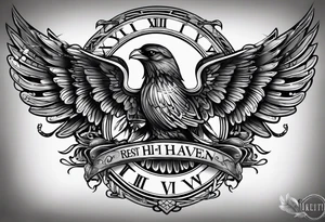 roman numeral 10.7.17 over the words Rest In Heaven tattoo idea