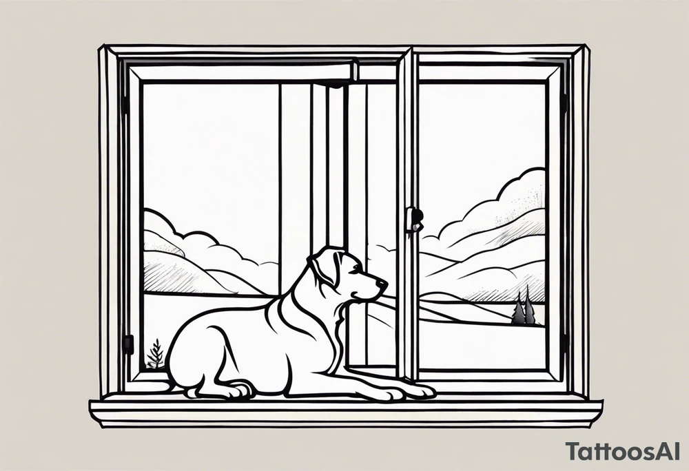 dog looking out window tattoo idea