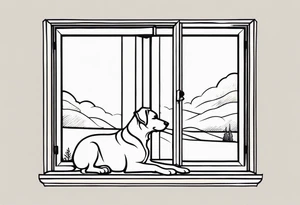 dog looking out window tattoo idea