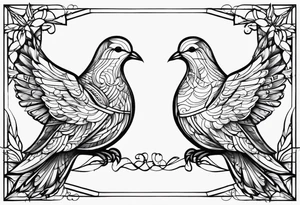 Two doves with the dates 11/05/2009 and 12/08/2024 tattoo idea