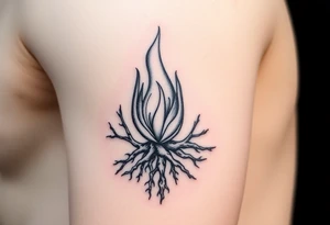 a flame in a roots form tattoo idea