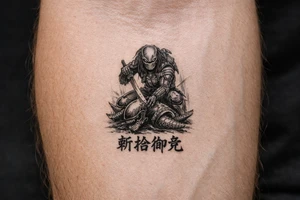 predator killing alien with the kirisute gomen below tattoo idea