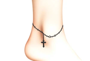 Rosary chain around ankle tattoo idea