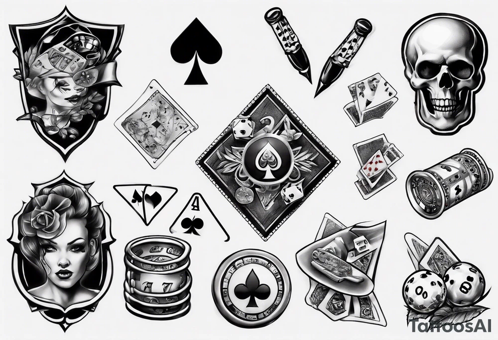 realistic gambling tattoo idea