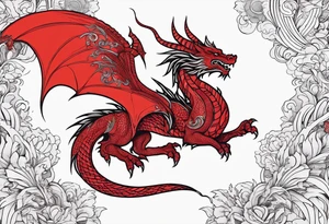 Red outline dragon tattoo for arm tattoo idea