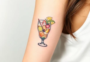 Fun cocktail that you would get on a caribbean cruise in a rocks glass with lots of garnishes tattoo idea