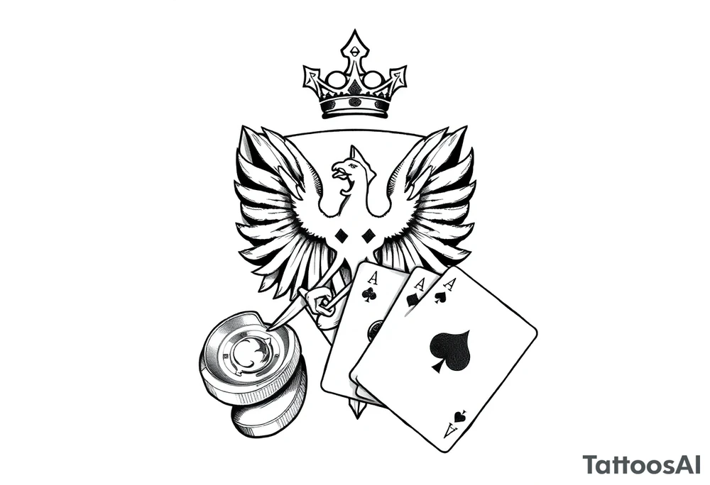Poland symbol and poker cards Add casino money to it. tattoo idea