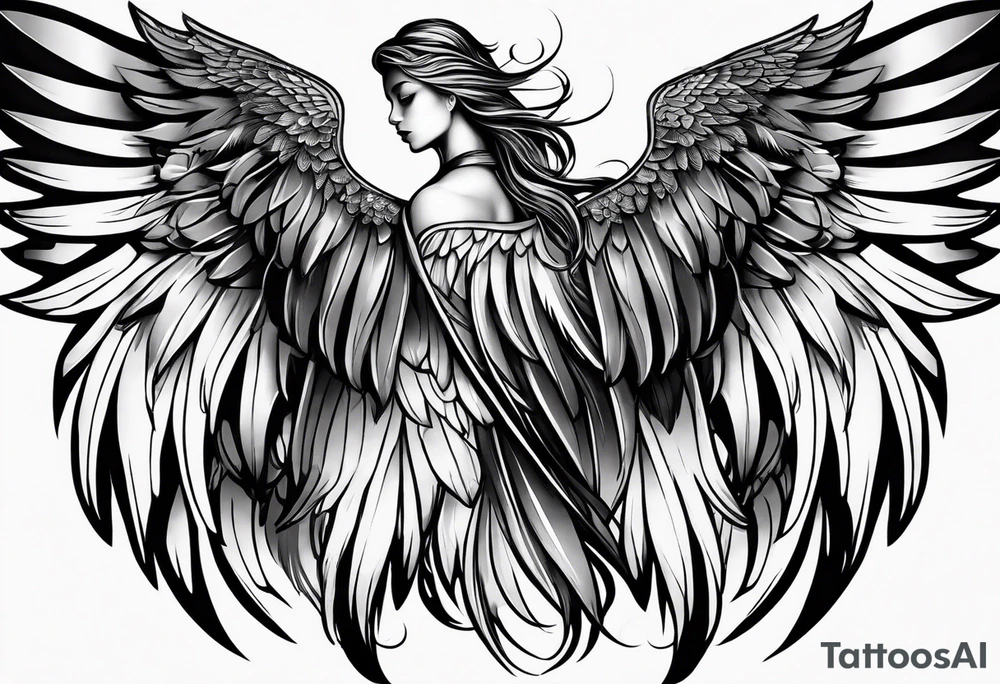 Dark half angel wing tattoo idea