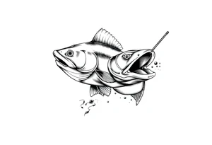 A muskelunge swimming in the water chasing a spinner bait tattoo idea