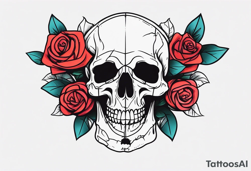 skull and roses tattoo idea
