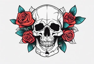 skull and roses tattoo idea