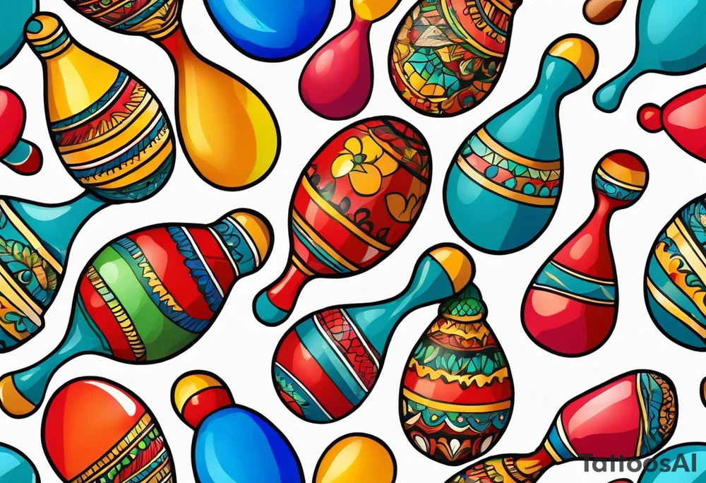 2 colorfull maracas with Cuban colors tattoo idea
