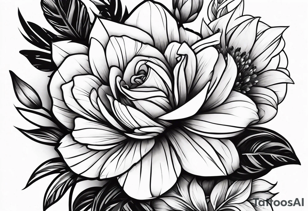 Flower bouquet on upper arm tattoo idea