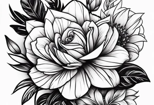 Flower bouquet on upper arm tattoo idea