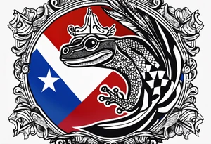 Puerto Rican tattoo with coqui wearing a Puerto Rican flag with the colors fading into black and white on the flag tattoo idea