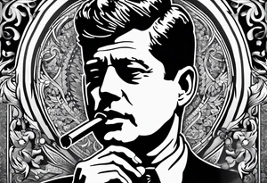 john f kennedy smoking cigarette tattoo idea