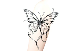 ethereal butterfly with flowing silk ribbons in moonlight tattoo idea