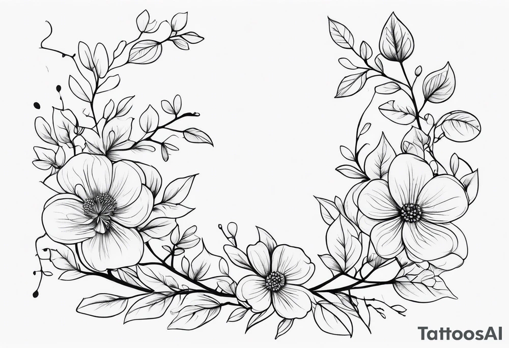 fine line vines, flowers, minor trees tattoo idea
