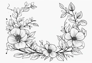 fine line vines, flowers, minor trees tattoo idea