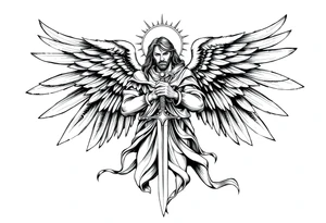 Holy Archangel, Biblical, Christianity, Archangel Michael, Hebrew, Guards of Christianity, Holding a sword, having six wings, seraphim tattoo idea