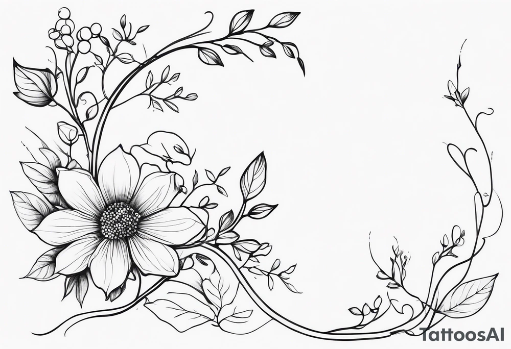 fine line vines, flowers, minor trees tattoo idea