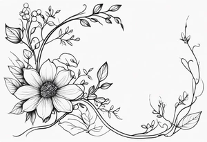 fine line vines, flowers, minor trees tattoo idea