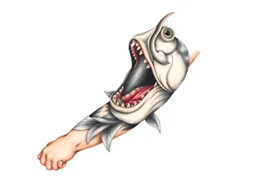 Fish mouth swallowing my arm tattoo idea