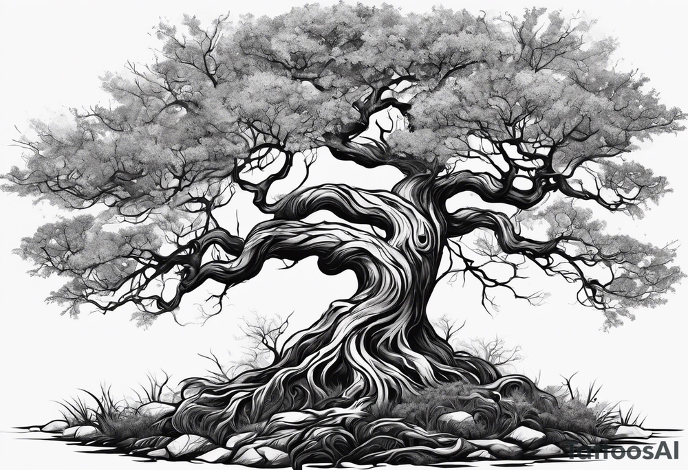 natural elements like a tree with sprawling branches and roots, which can spread across your back tattoo idea
