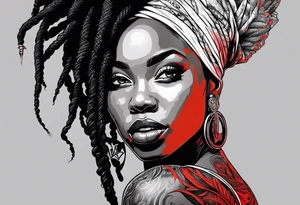 Black woman with locs and red dragon tattoo idea