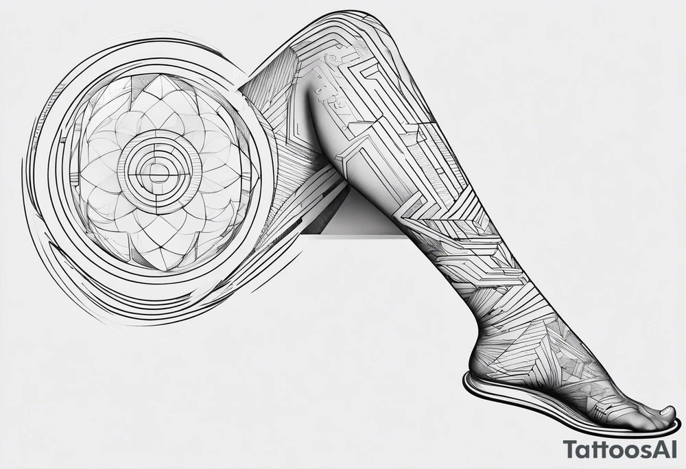 Futuristic bold line tattoo for leg tattoo idea