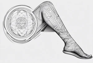 Futuristic bold line tattoo for leg tattoo idea