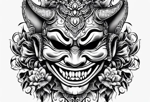 mask with teeth tattoo idea