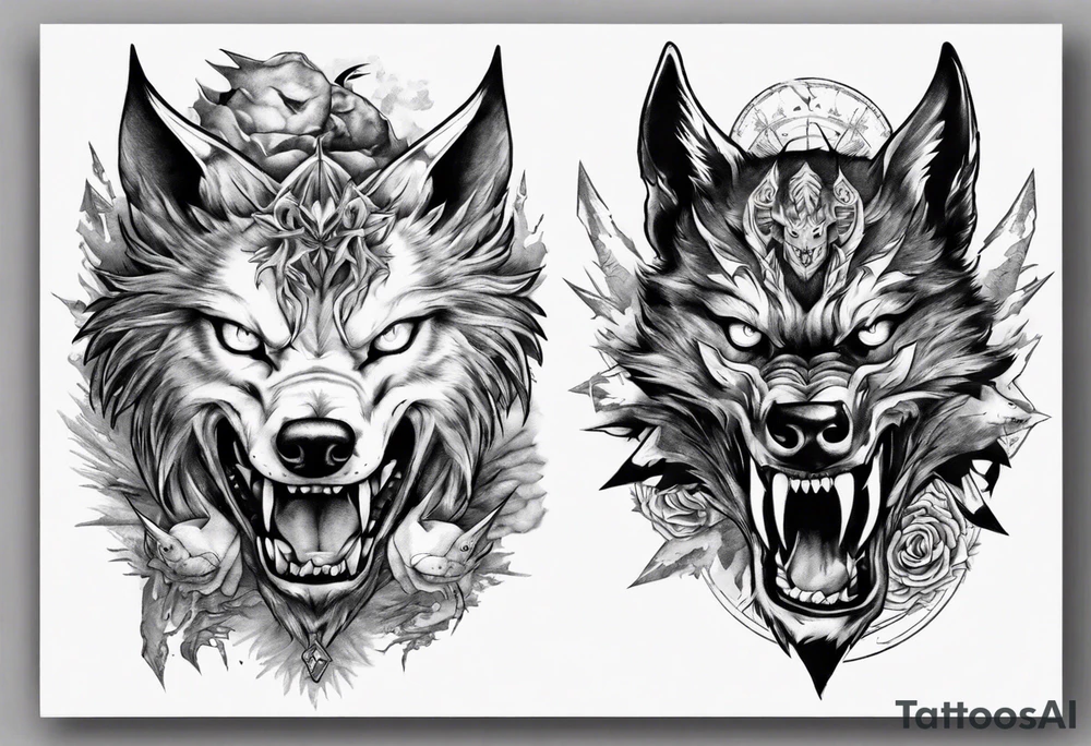 gengi and fenrir collage tattoo idea
