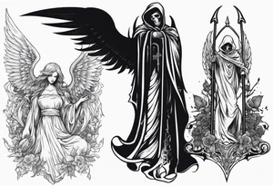 Angel of death and grim reaper tattoo idea