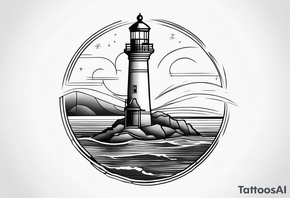 lighthouse in very fine line tattoo idea