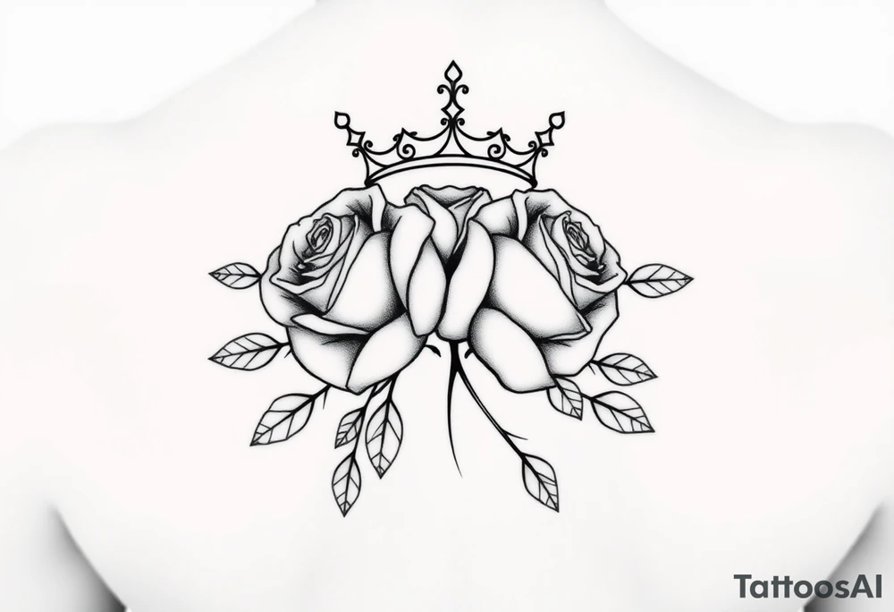 Roses with a crown tattoo idea