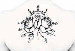 Roses with a crown tattoo idea
