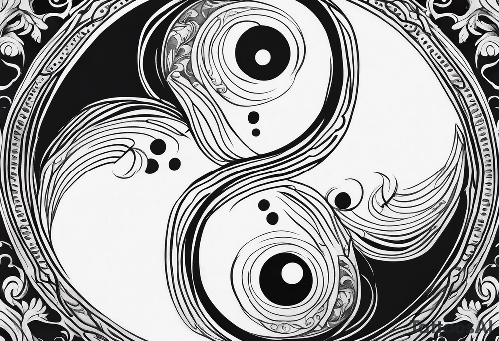 a simple yin yang symbol with water integrated tattoo idea