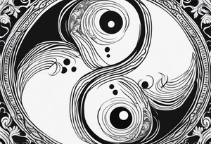 a simple yin yang symbol with water integrated tattoo idea