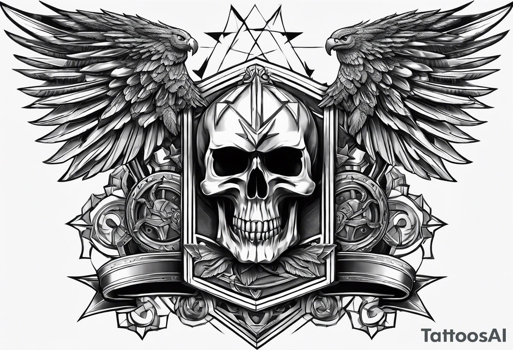 War hammer 40k chest tattoo skull and wings tattoo idea