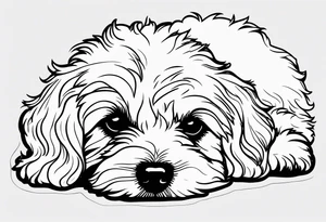 One line drawing of maltipoo laying down tattoo idea