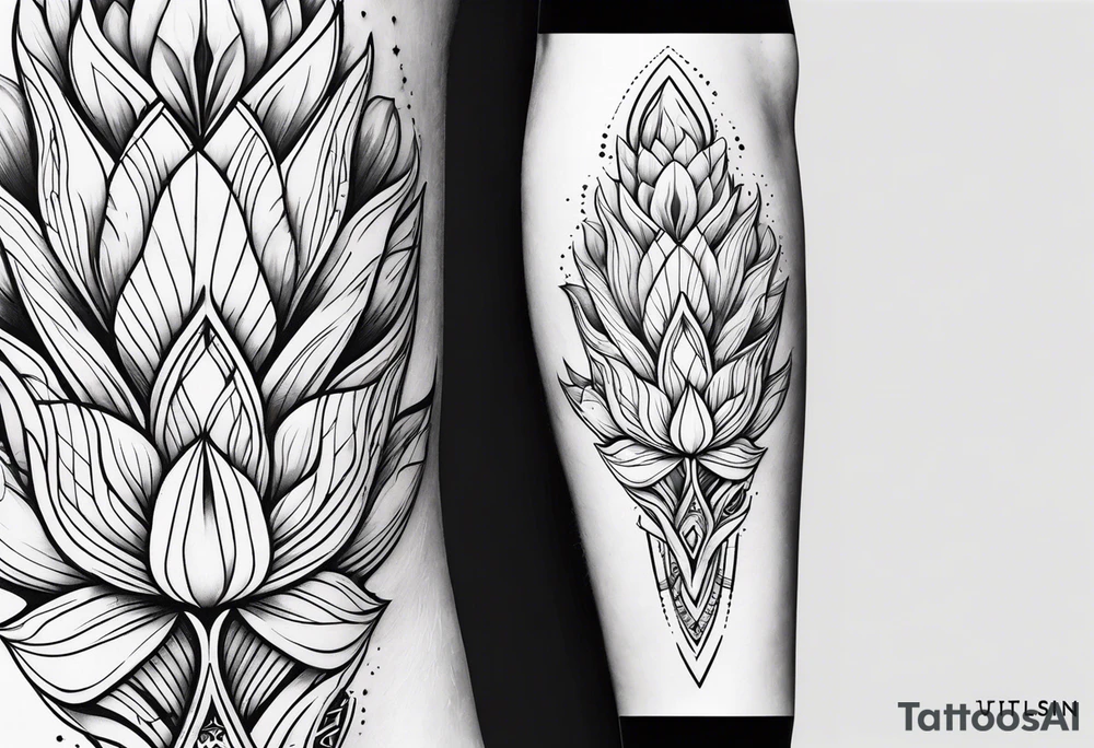 Forearm Futuristic design for Virgo zodiac sign and tulips tattoo idea