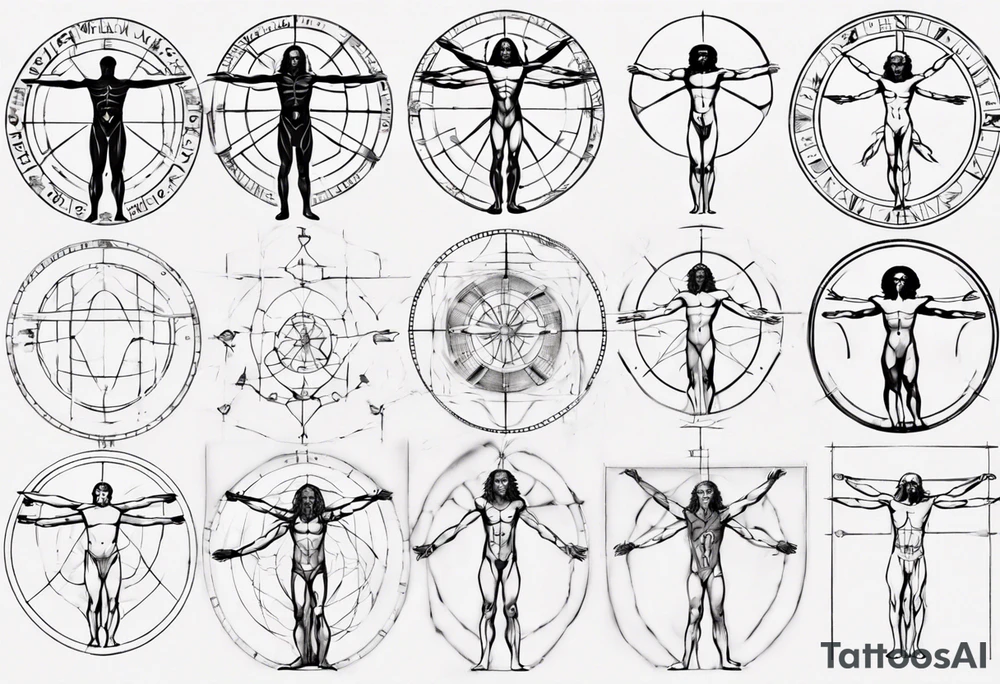 Simple vitruvian man tattoo idea