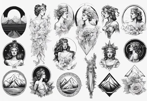 Roman goddess with mountains tattoo idea